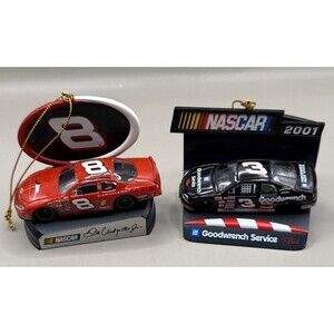 Dale Earnhardt #3 (2001) & Dale Earnhardt Jr. #8 (2003) Ornaments Lot (2)